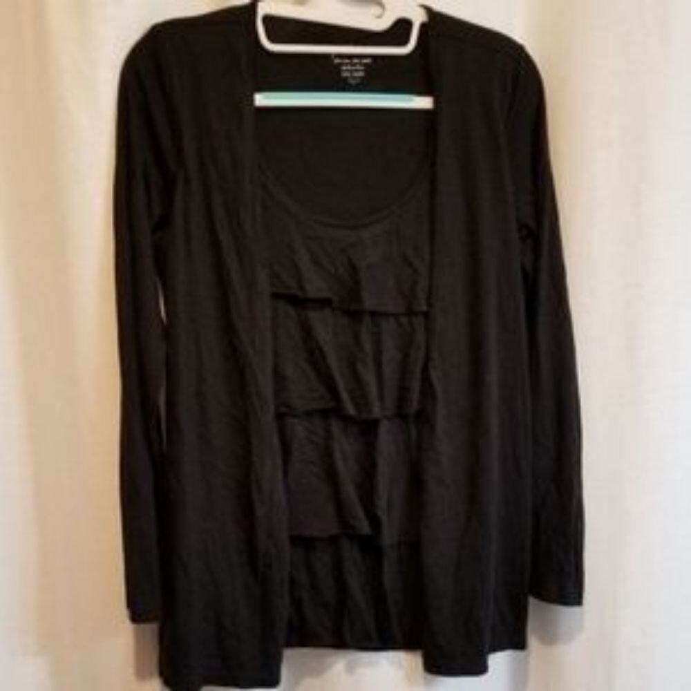 Chico's size 0 ruffled black shirt top